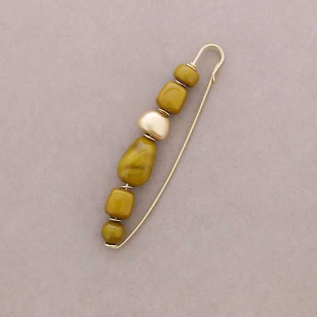 BROCHE ALFILER CUENTAS IRREGULARES RESINA