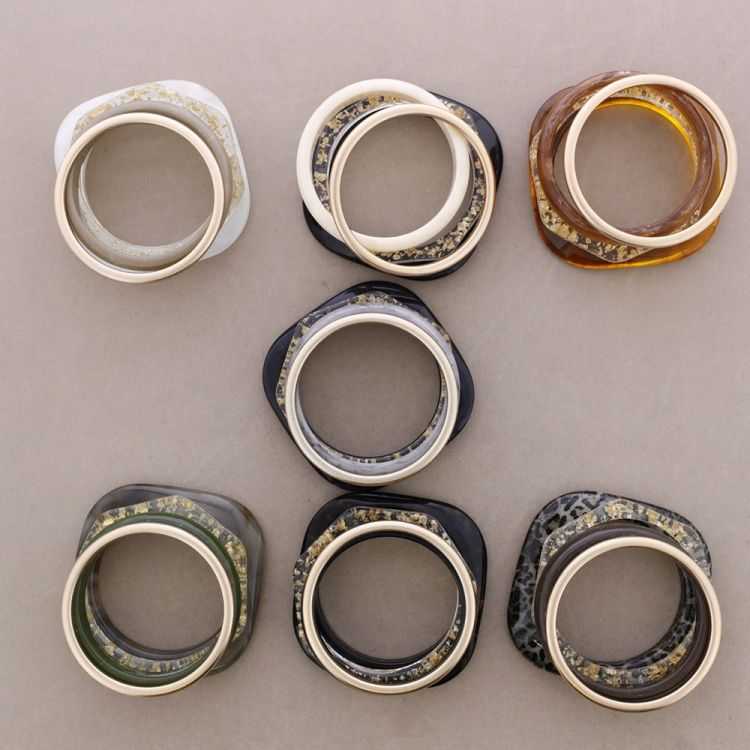 SET PULSERA RÍGIDA RESINA METAL 2