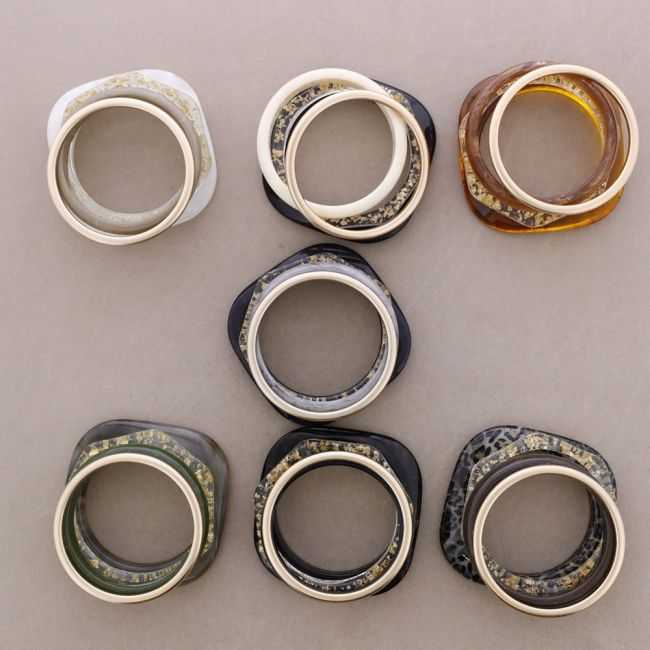 SET PULSERA RÍGIDA RESINA METAL
