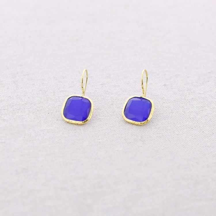 PENDIENTES BRONCE CUADRADO PIEDRA
