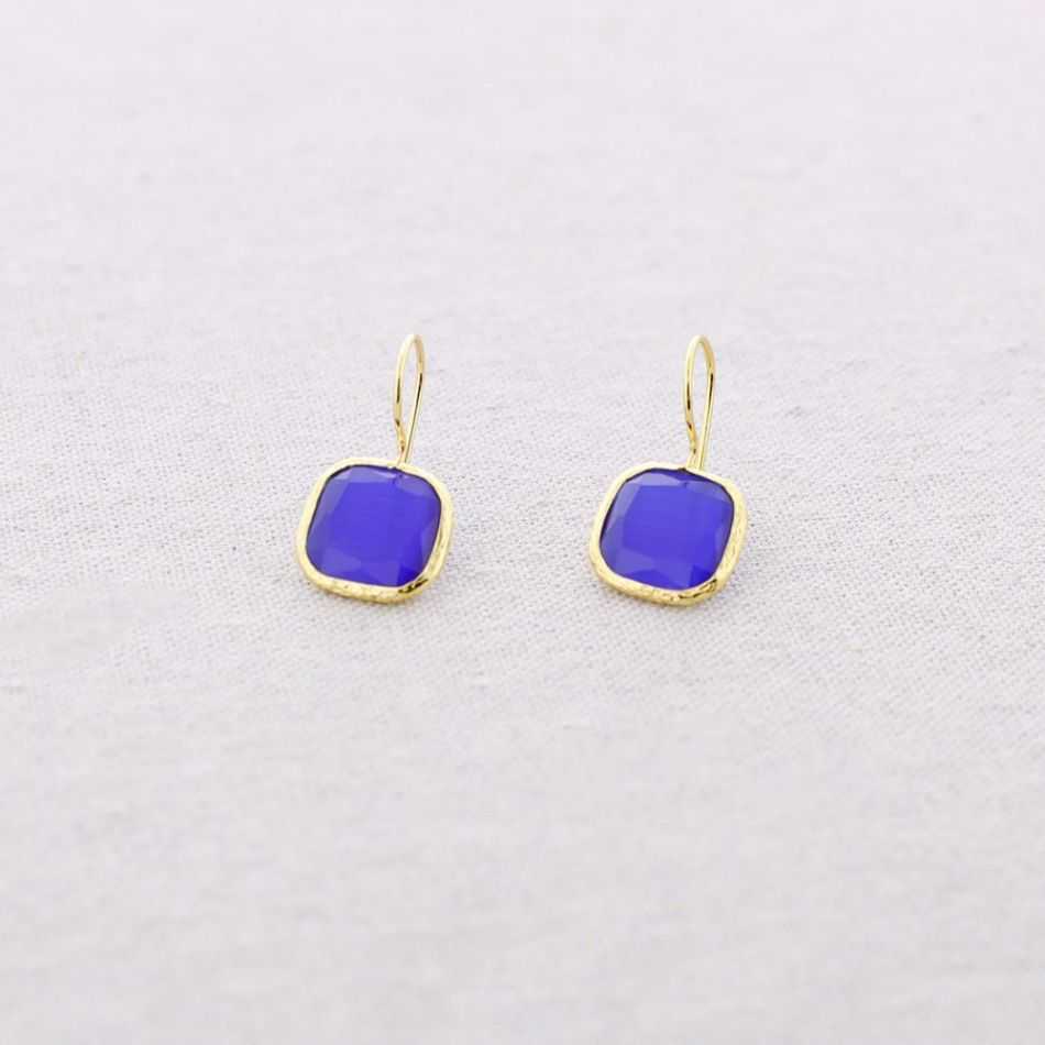 PENDIENTES BRONCE CUADRADO PIEDRA