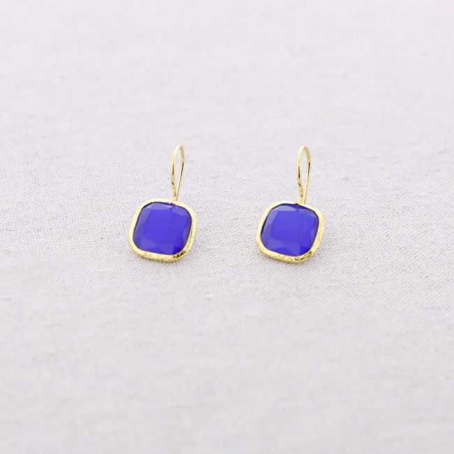 PENDIENTES BRONCE CUADRADO PIEDRA
