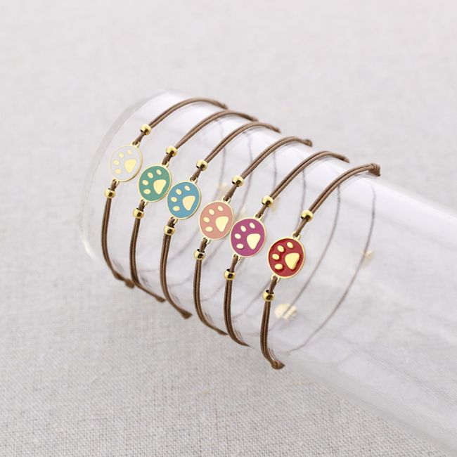 PULSERA ELÁSTICA ACERO HUELLA PERRITO ESMALTE