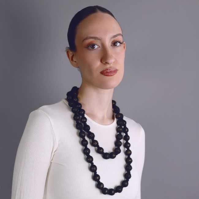 COLLAR LARGO BOLAS FORRADAS LANA 150CM