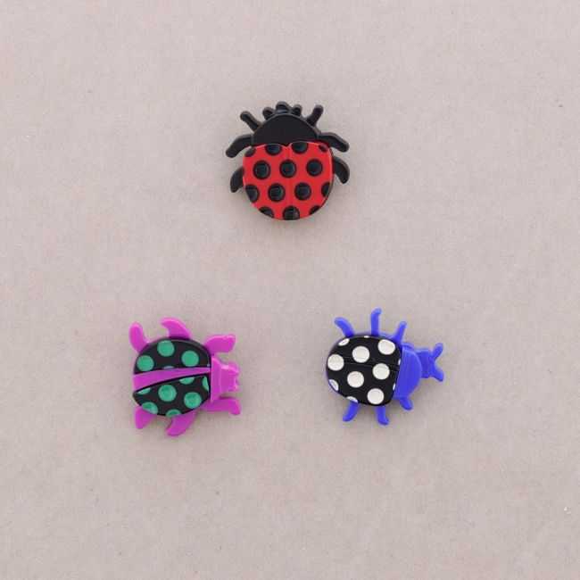 TRIPLE LADYBIRD RESIN BROOCH SET