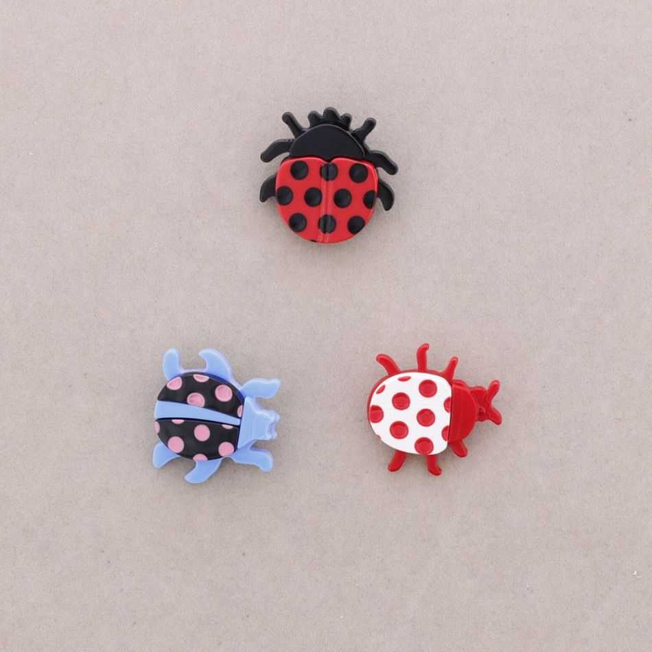 TRIPLE LADYBIRD RESIN BROOCH SET
