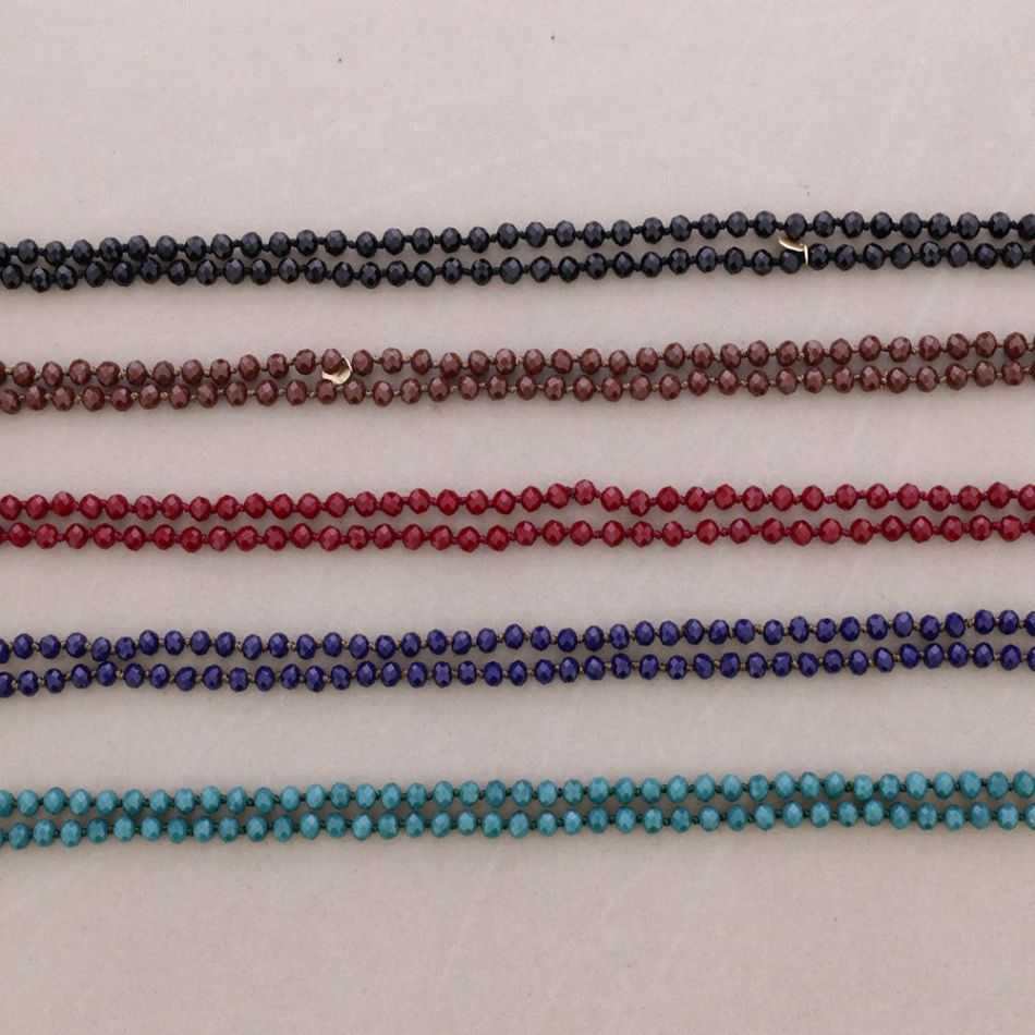 LONG NECKLACE WITH FACETED CRYSTAL BALL KNOTS 1.2M*8MM