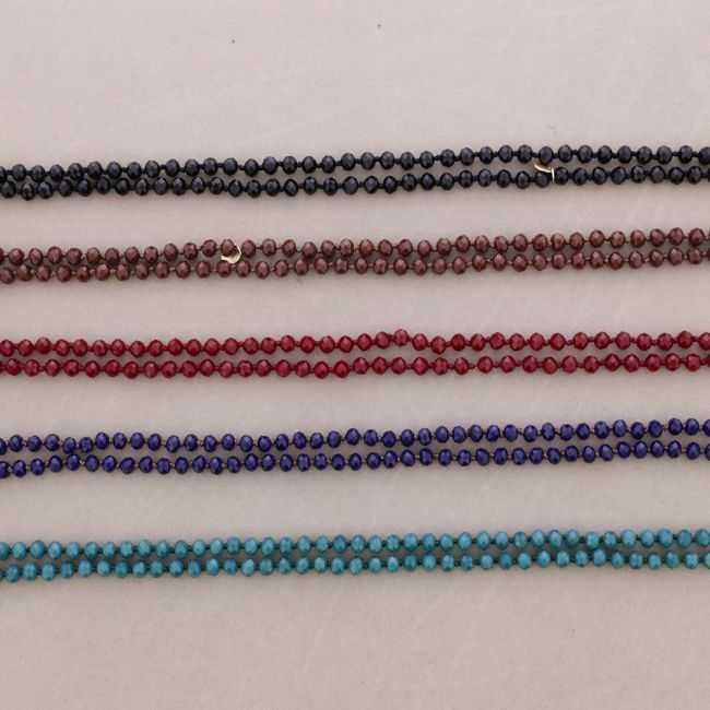 LONG NECKLACE WITH FACETED CRYSTAL BALL KNOTS 1.2M*8MM