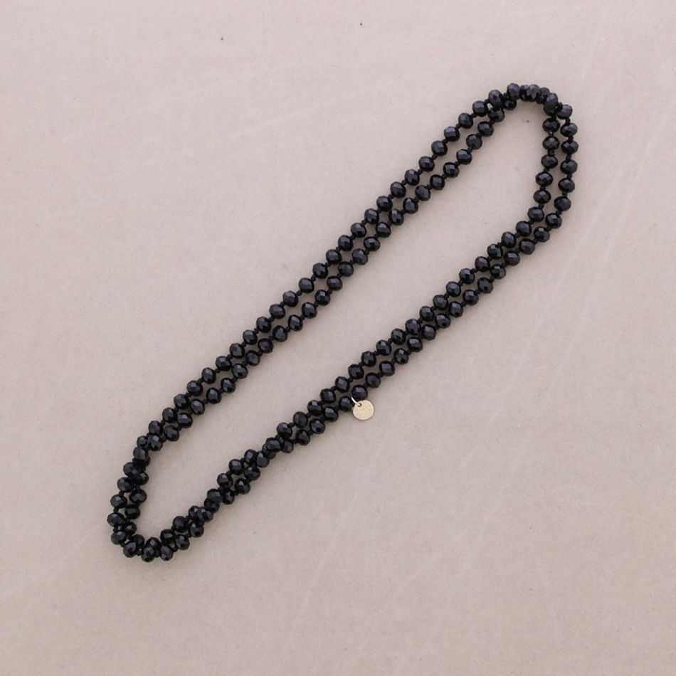 COLLAR LARGO NUDOS BOLAS CRISTALES FACETADOS 1,2M*8MM