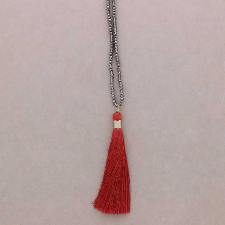 COLLAR LARGO CUENTAS FACETADAS COLG. FLECO 2