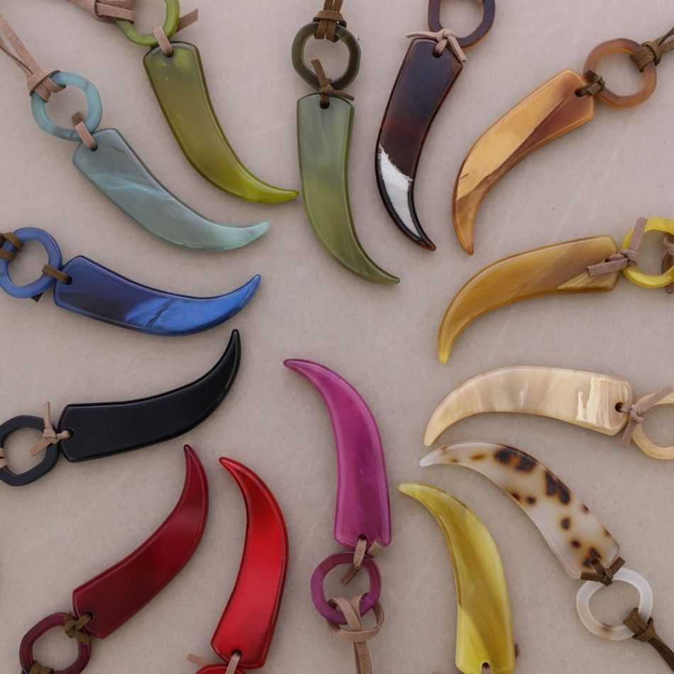 LONG RESIN HORN PENDANT NECKLACE