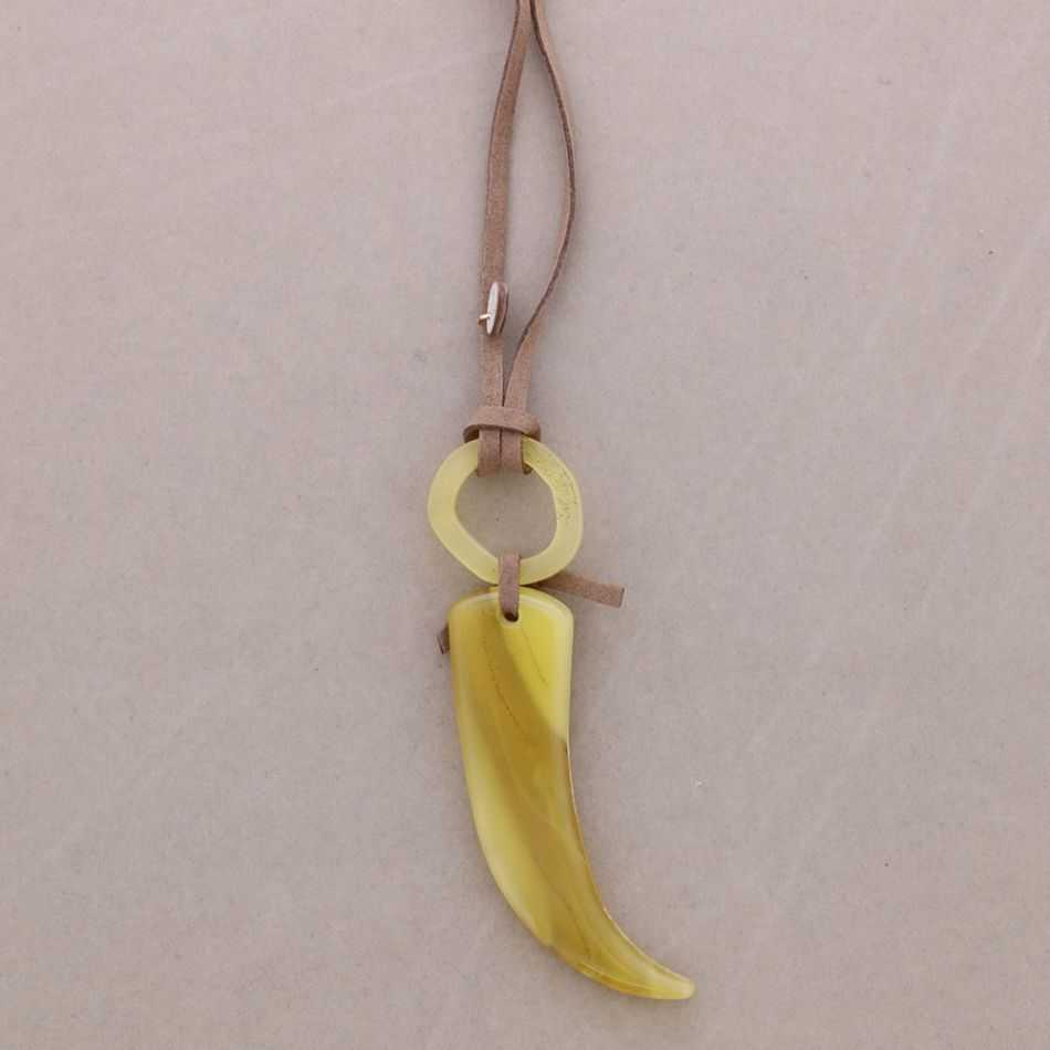 LONG RESIN HORN PENDANT NECKLACE