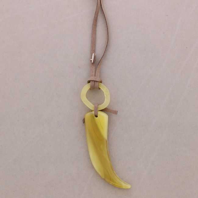 LONG RESIN HORN PENDANT NECKLACE