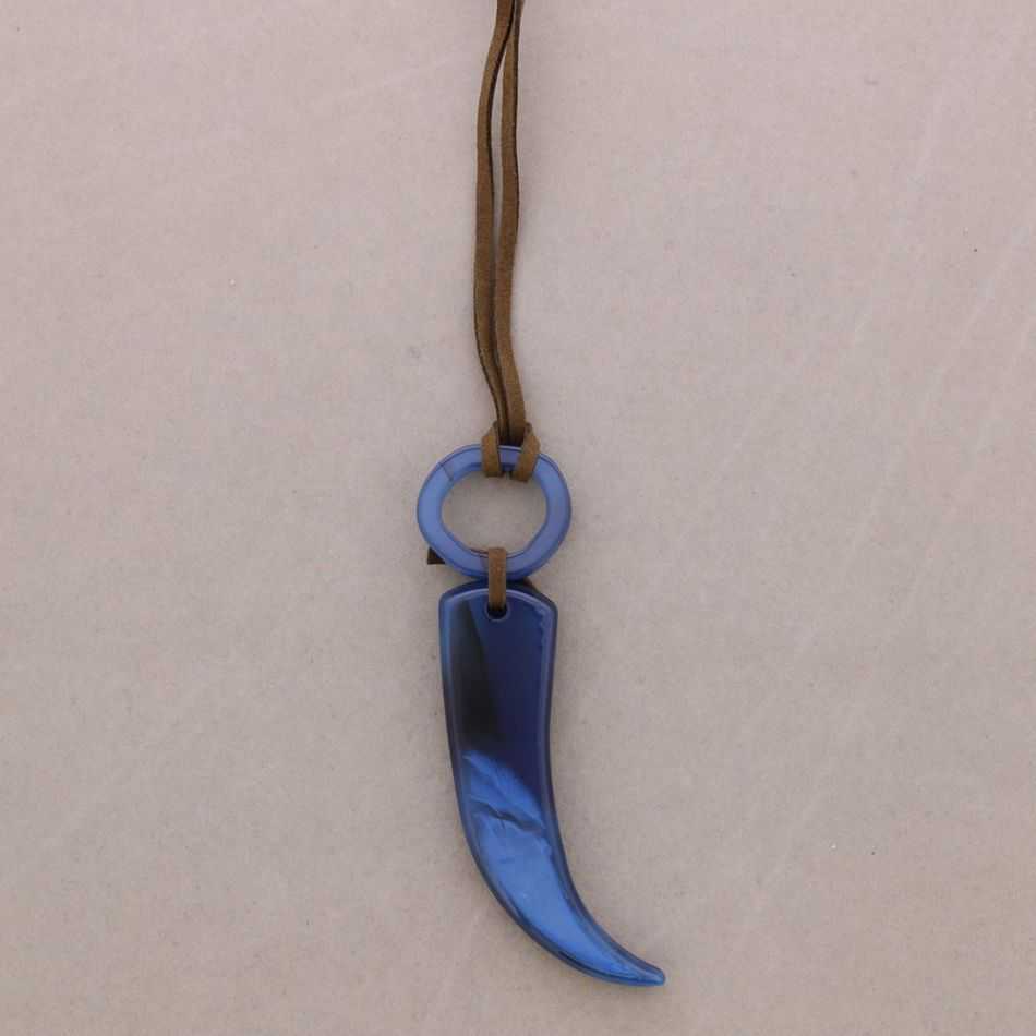 LONG RESIN HORN PENDANT NECKLACE