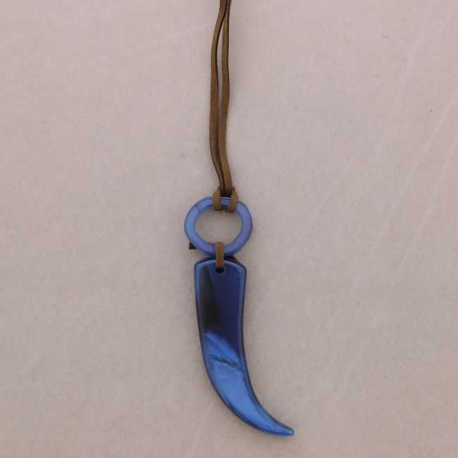LONG RESIN HORN PENDANT NECKLACE