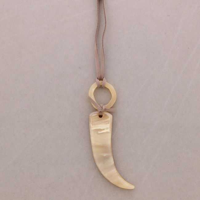 LONG RESIN HORN PENDANT NECKLACE