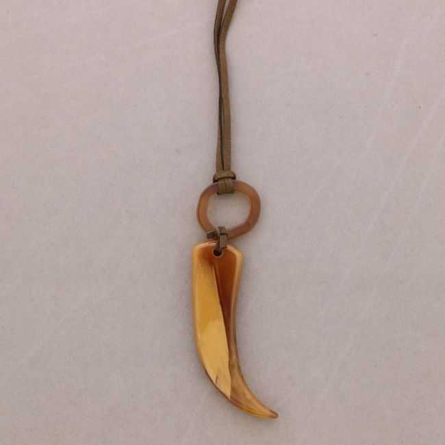 LONG RESIN HORN PENDANT NECKLACE