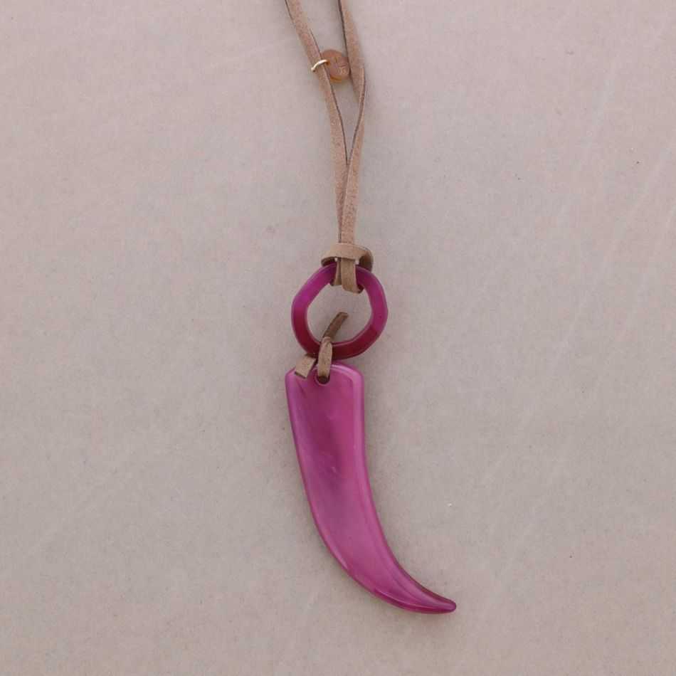 LONG RESIN HORN PENDANT NECKLACE