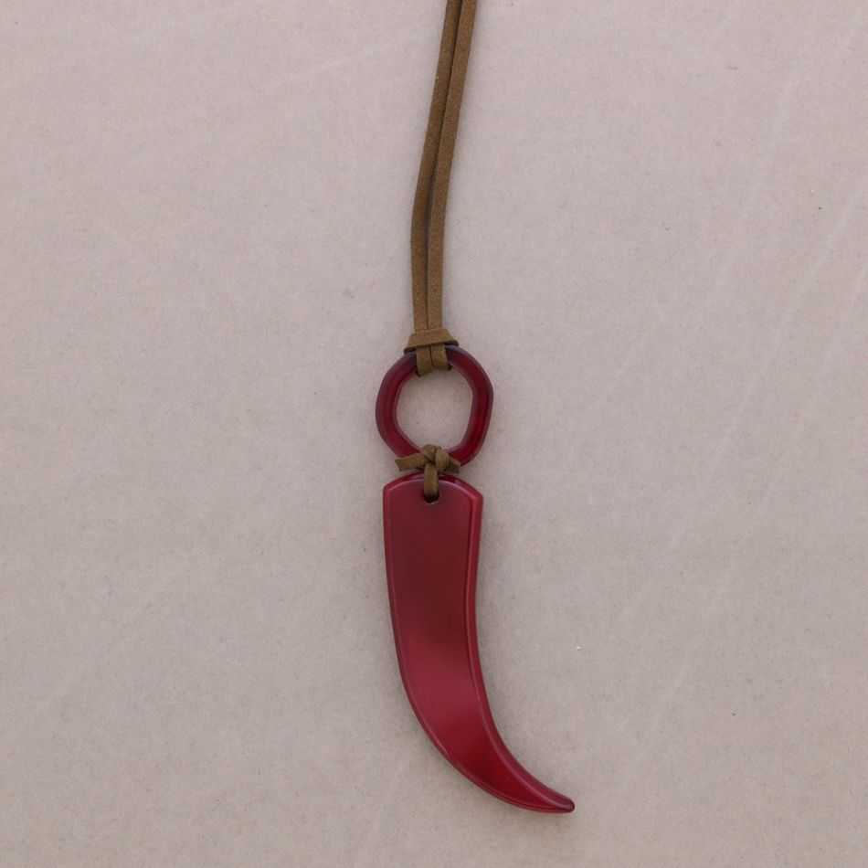 LONG RESIN HORN PENDANT NECKLACE