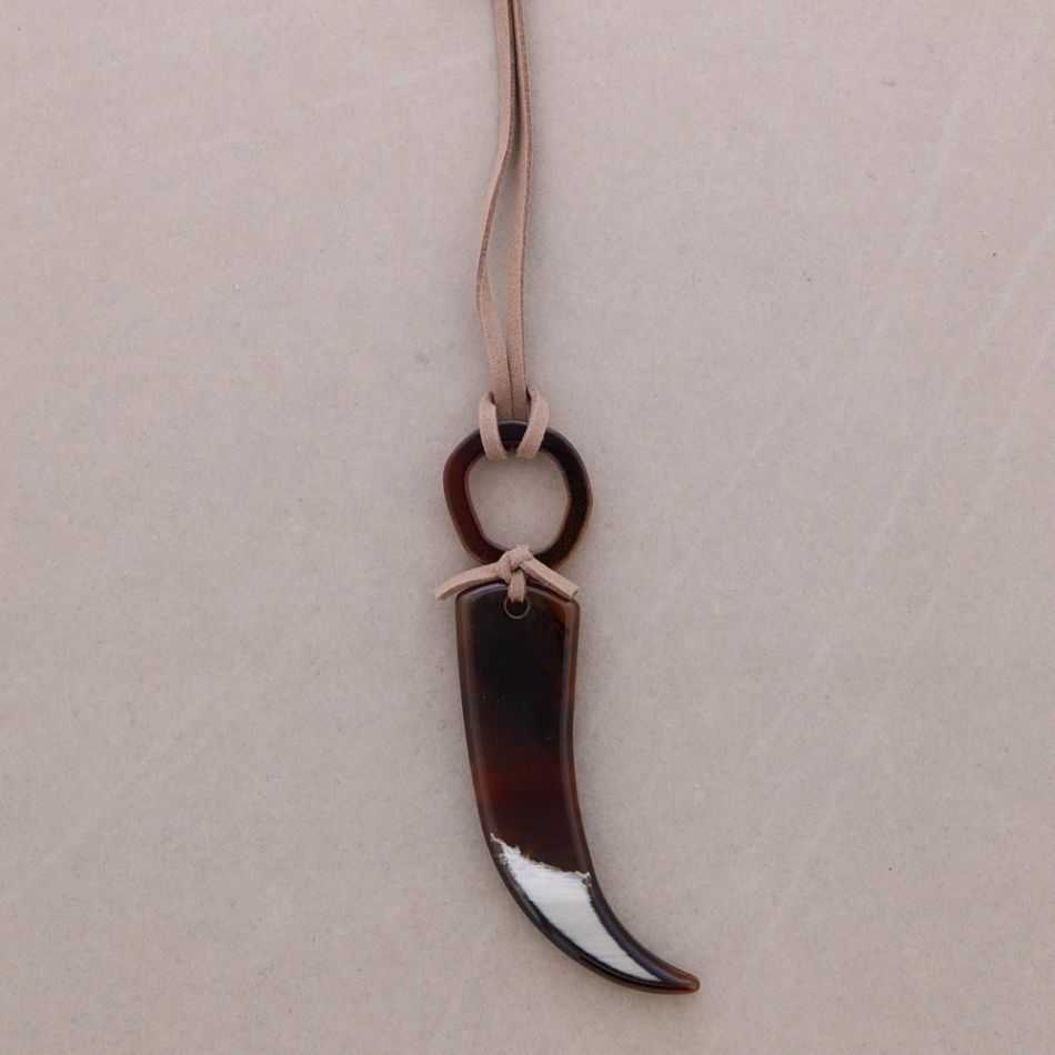 LONG RESIN HORN PENDANT NECKLACE