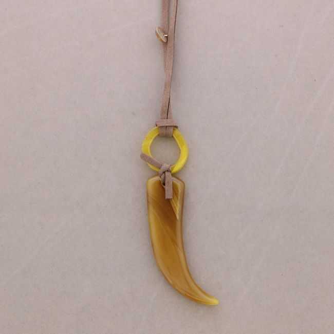 LONG RESIN HORN PENDANT NECKLACE