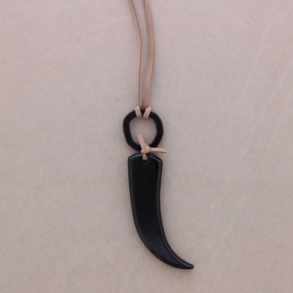 LONG RESIN HORN PENDANT NECKLACE