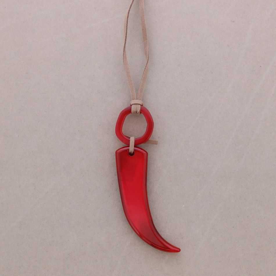 LONG RESIN HORN PENDANT NECKLACE