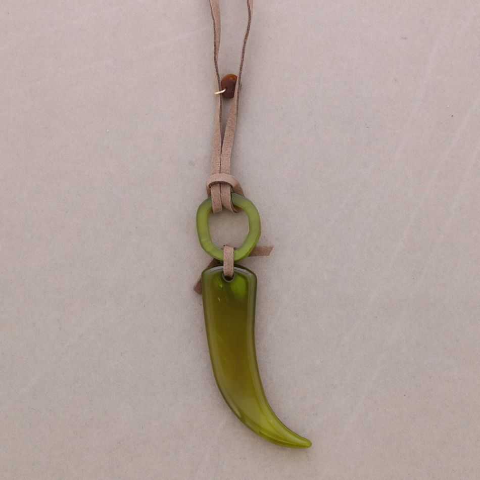 LONG RESIN HORN PENDANT NECKLACE