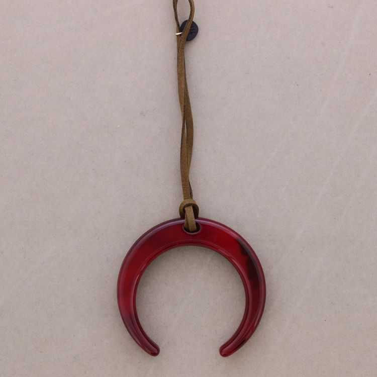 LONG RESIN HALF MOON PENDANT NECKLACE