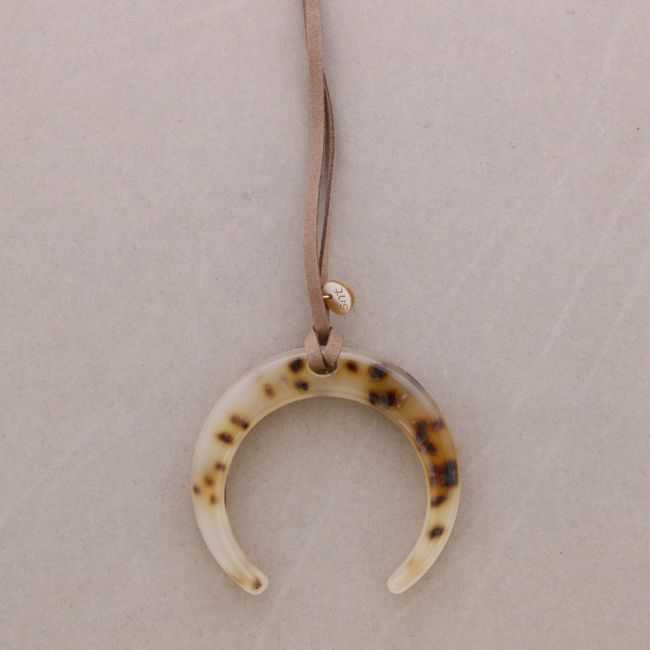 LONG RESIN HALF MOON PENDANT NECKLACE