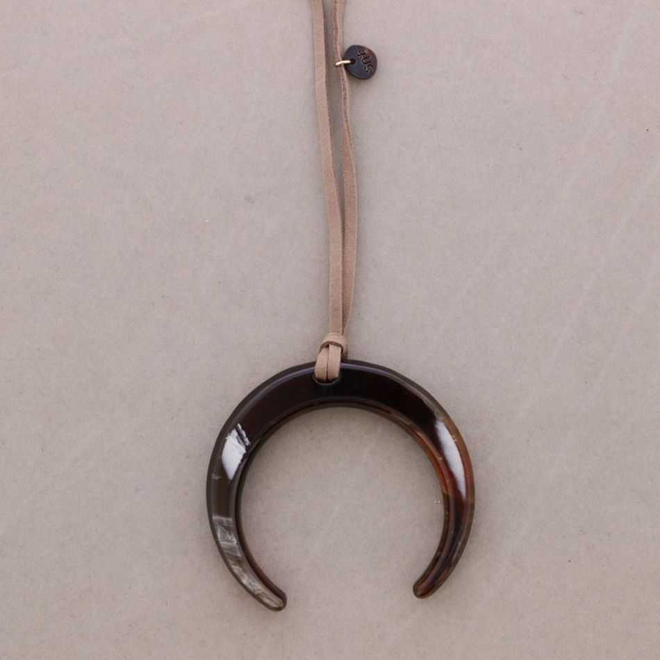 LONG RESIN HALF MOON PENDANT NECKLACE