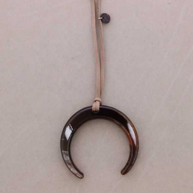 LONG RESIN HALF MOON PENDANT NECKLACE