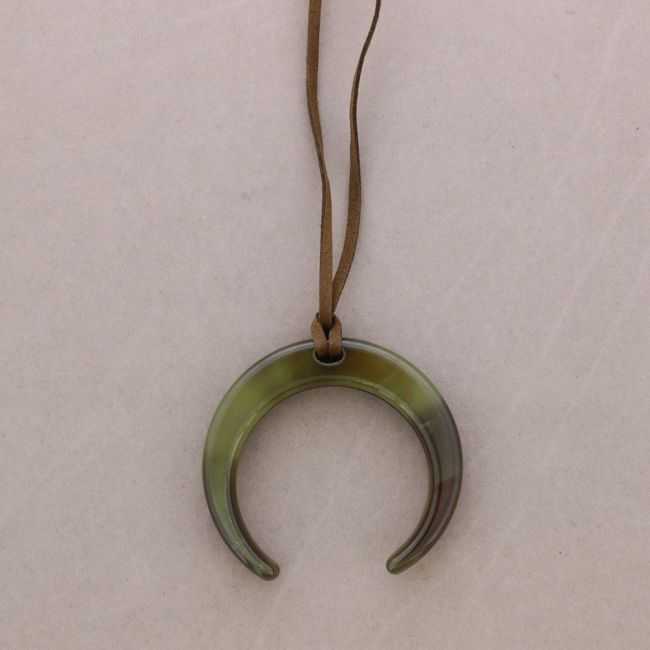 LONG RESIN HALF MOON PENDANT NECKLACE