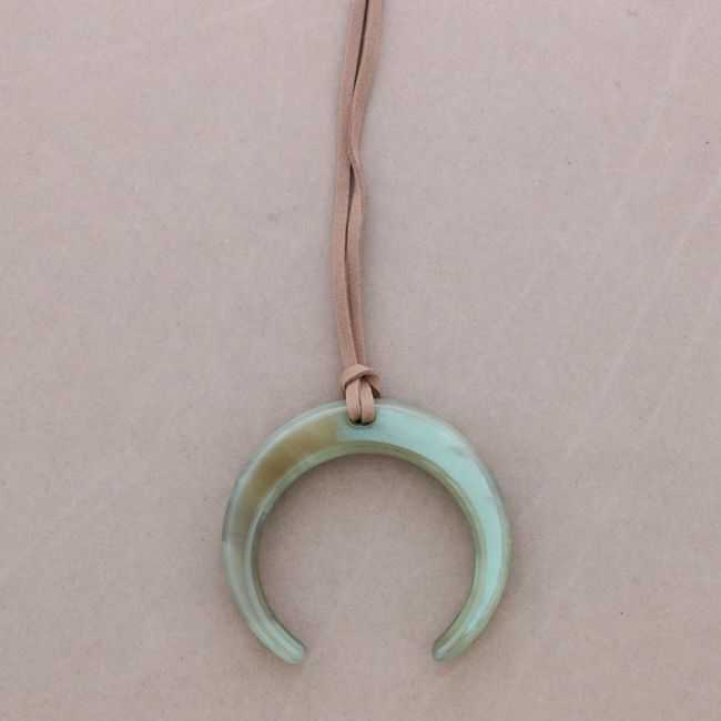 LONG RESIN HALF MOON PENDANT NECKLACE