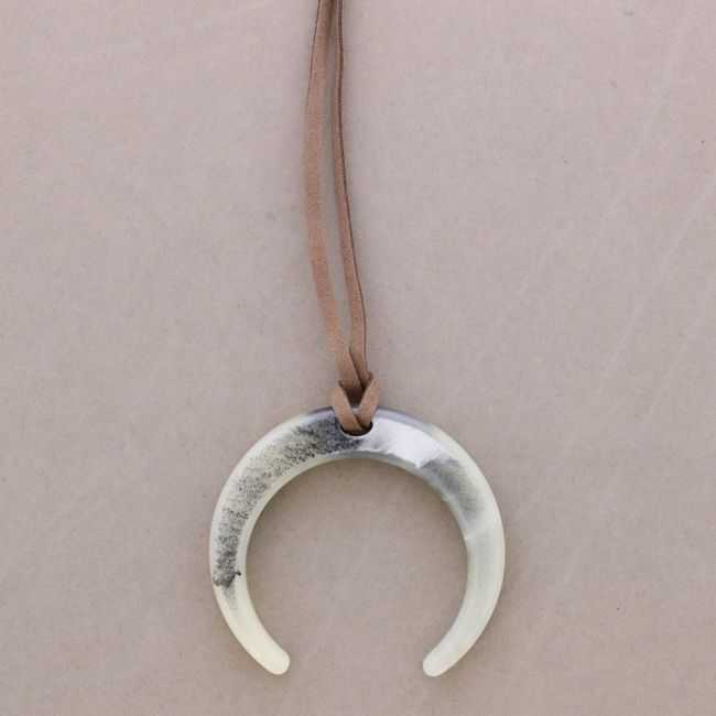 LONG RESIN HALF MOON PENDANT NECKLACE