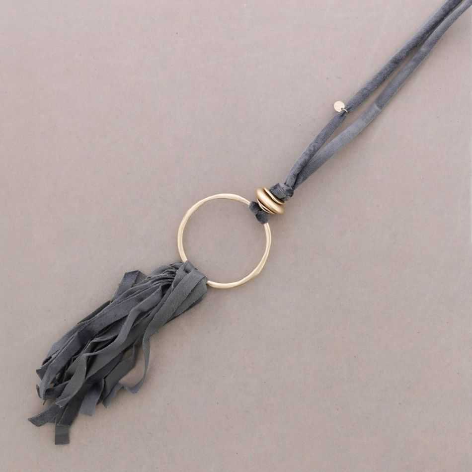 LONG FRINGED VELVET NECKLACE