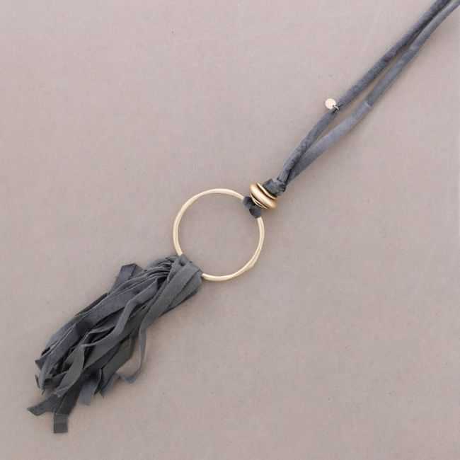 LONG FRINGED VELVET NECKLACE
