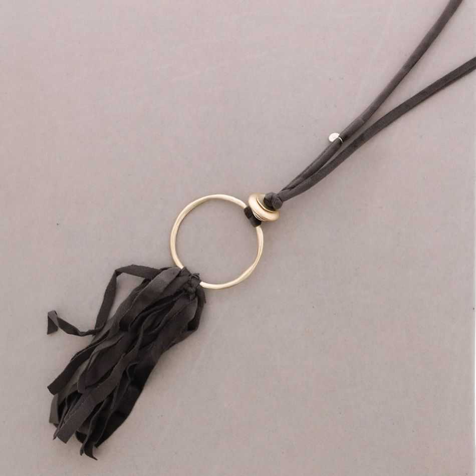 LONG FRINGED VELVET NECKLACE