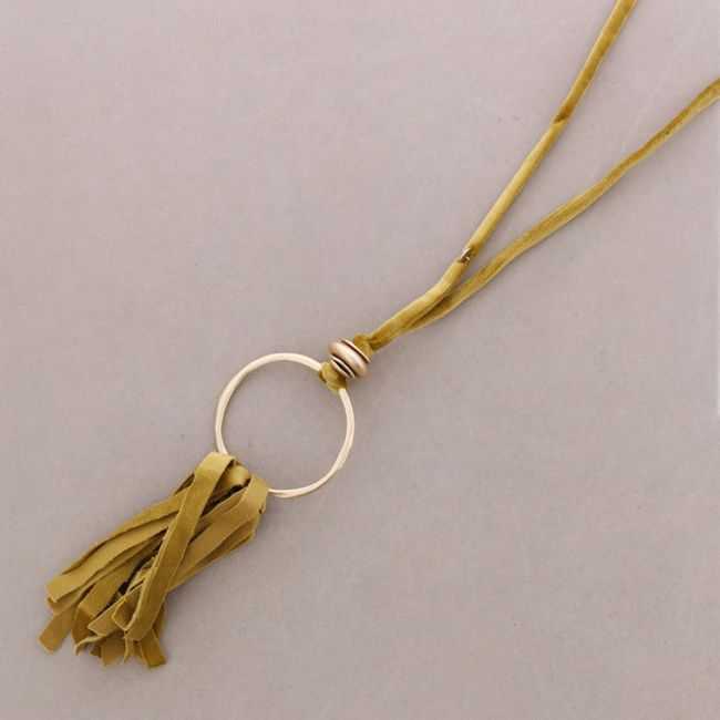 LONG FRINGED VELVET NECKLACE