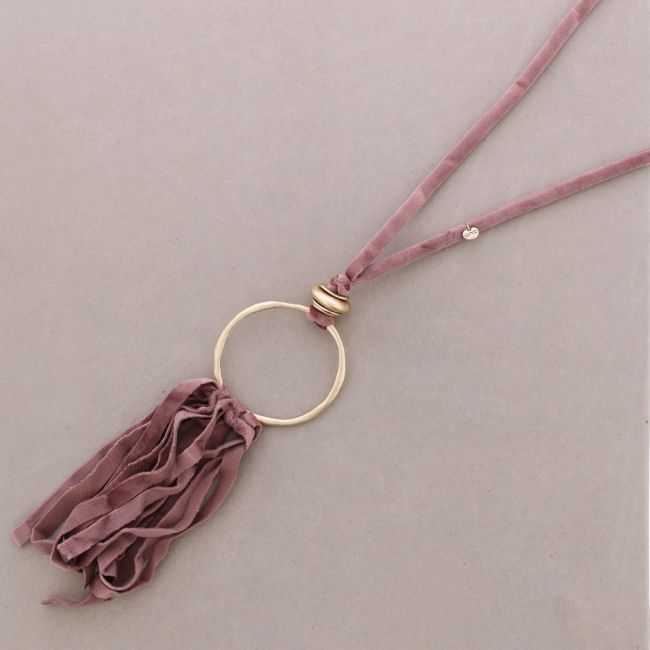 LONG FRINGED VELVET NECKLACE