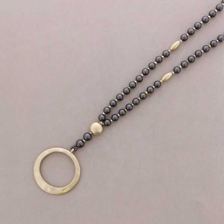 LONG NECKLACE WITH METAL RING PENDANT