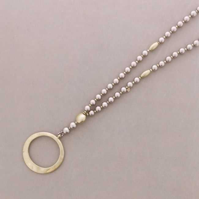 LONG NECKLACE WITH METAL RING PENDANT