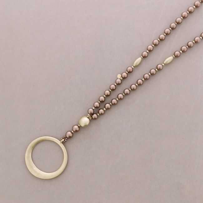 LONG NECKLACE WITH METAL RING PENDANT
