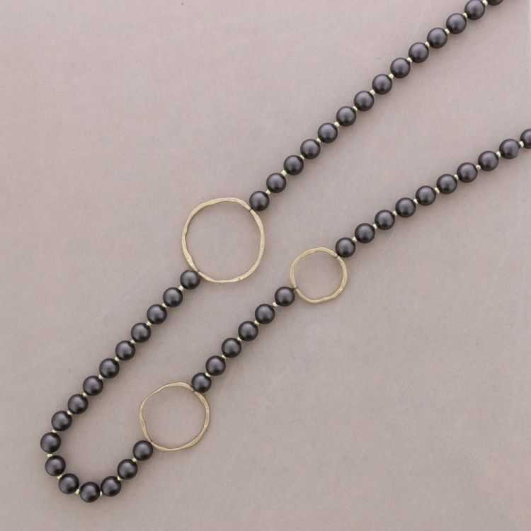 LONG METAL LINKS BALL NECKLACE