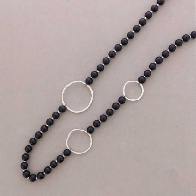 LONG METAL LINKS BALL NECKLACE