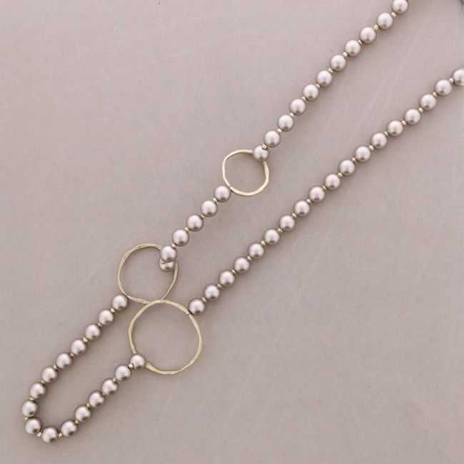 LONG METAL LINKS BALL NECKLACE