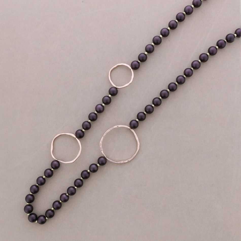 LONG METAL LINKS BALL NECKLACE