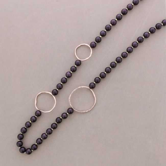 LONG METAL LINKS BALL NECKLACE