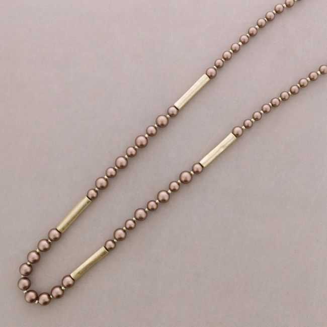 LONG NECKLACE BALLS METAL TUBES