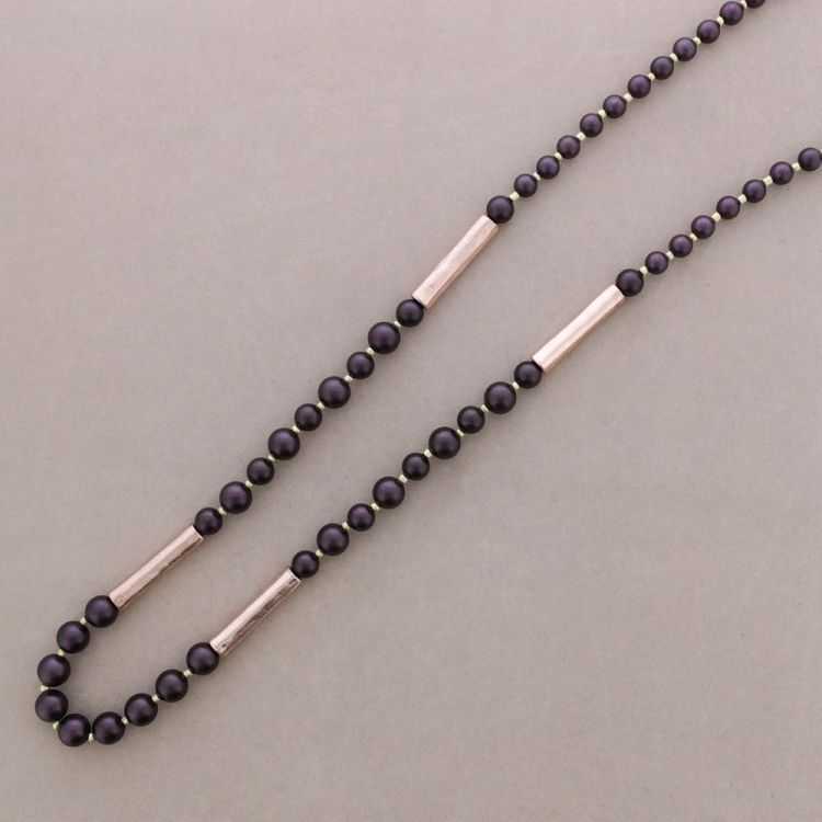 LONG NECKLACE BALLS METAL TUBES 2